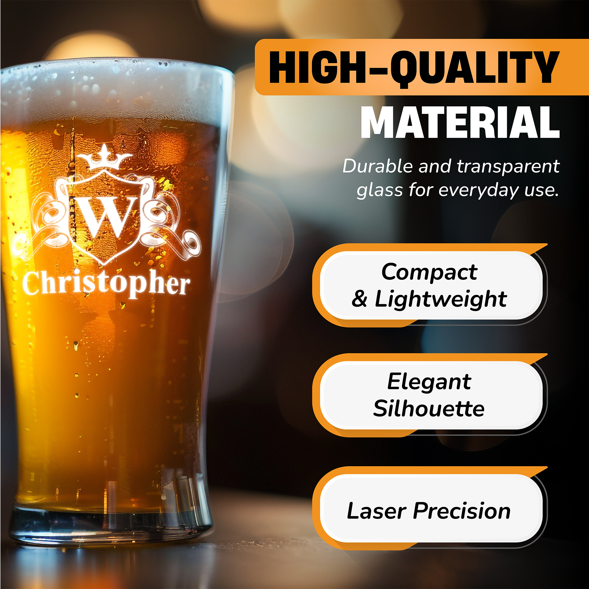 Custom Engraved Royal Glass - Personalized Name, Laser Etched