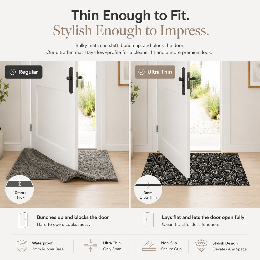 Design 1S low-profile floor mat shown near a doorway