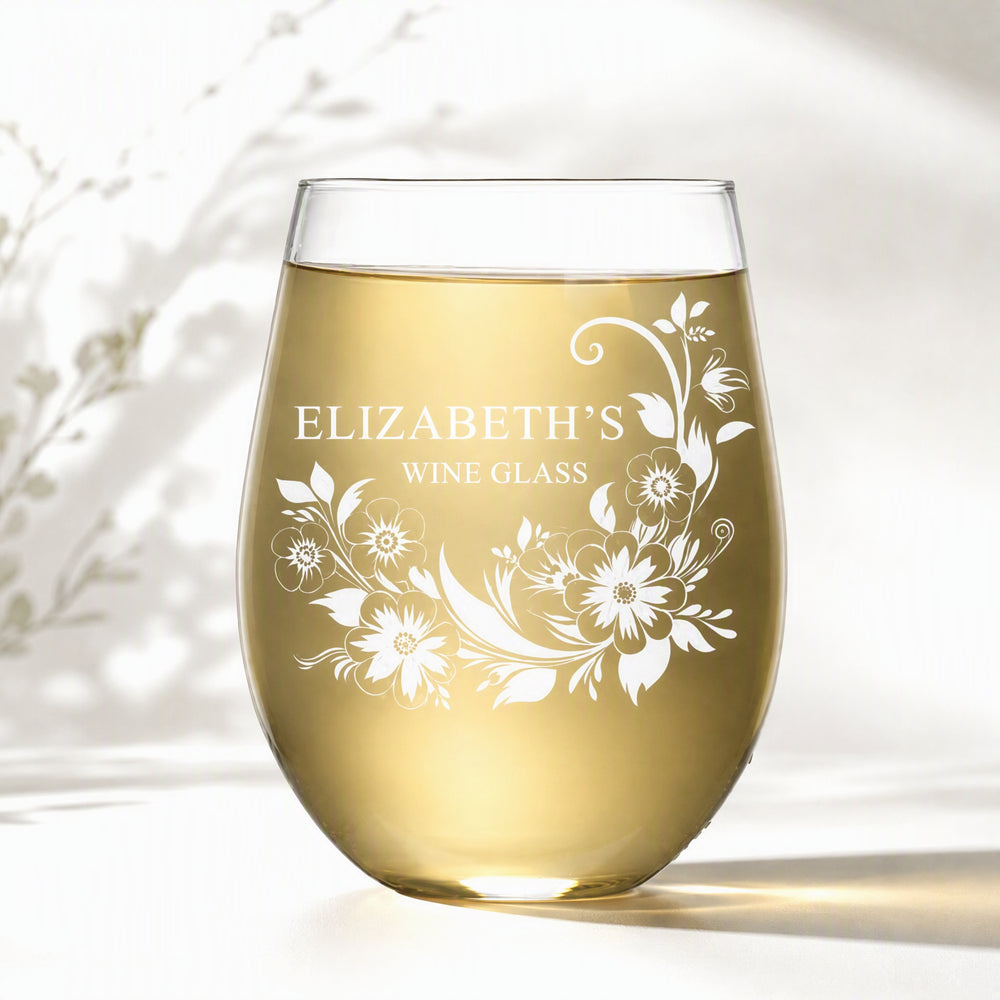 The Blooming Vine – Personalized 15 oz Floral Wine Glass