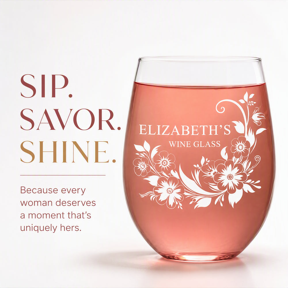 The Blooming Vine – Personalized 15 oz Floral Wine Glass