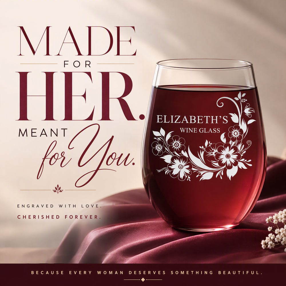 The Blooming Vine – Personalized 15 oz Floral Wine Glass