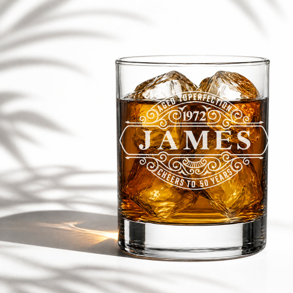 Aged to Perfection | Personalized 10.5 oz Birthday Whiskey Glass