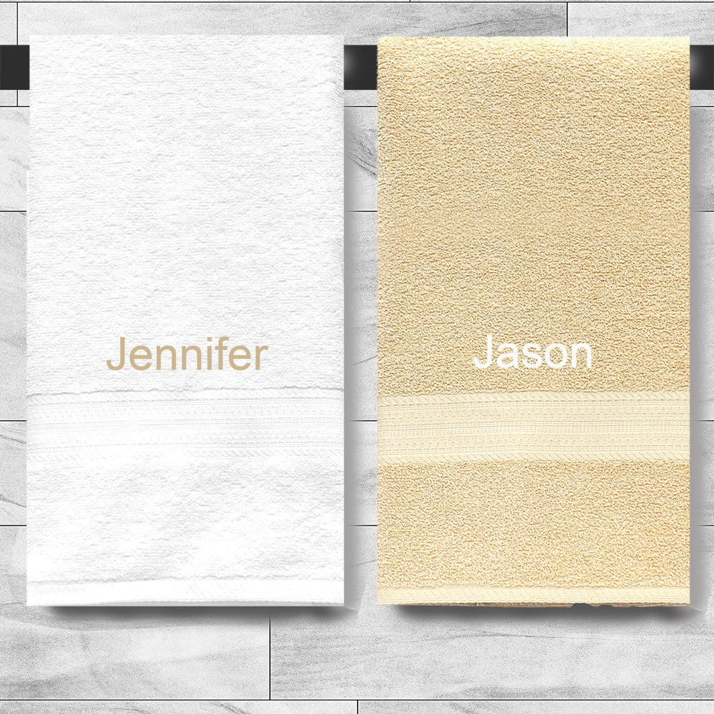 Personalized His & Hers Bath Towel Set – 2 Custom Name Towels | 54" × 27"