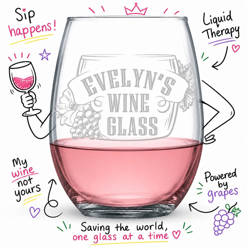 The Signature Sip - Personalized 15 oz Stemless Wine Glass