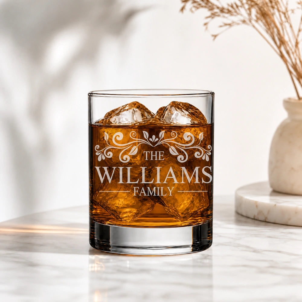 Personalized Monogrammed Glasses with Family Name 11oz