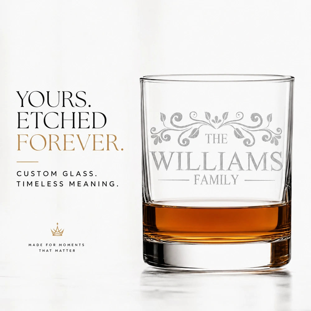 Personalized Monogrammed Glasses with Family Name 11oz