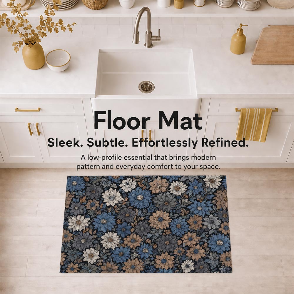 Enchanted Blooms ultra-thin floor mat styled by a sink