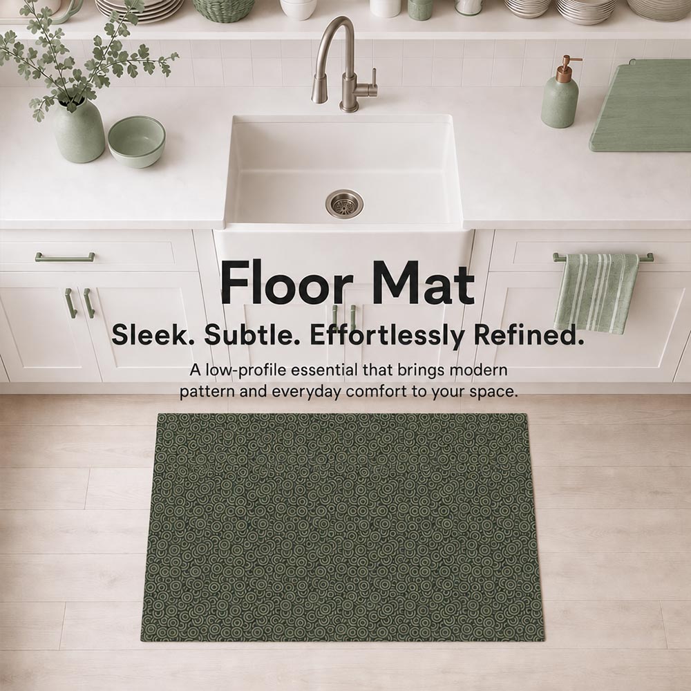 Circles ultra-thin floor mat styled by a sink