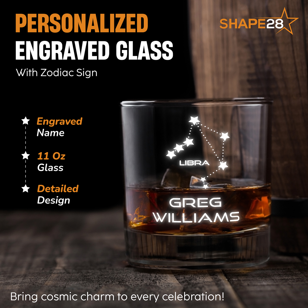 The Zodiac Collection – Personalized 11 oz Astrology Whiskey Glass