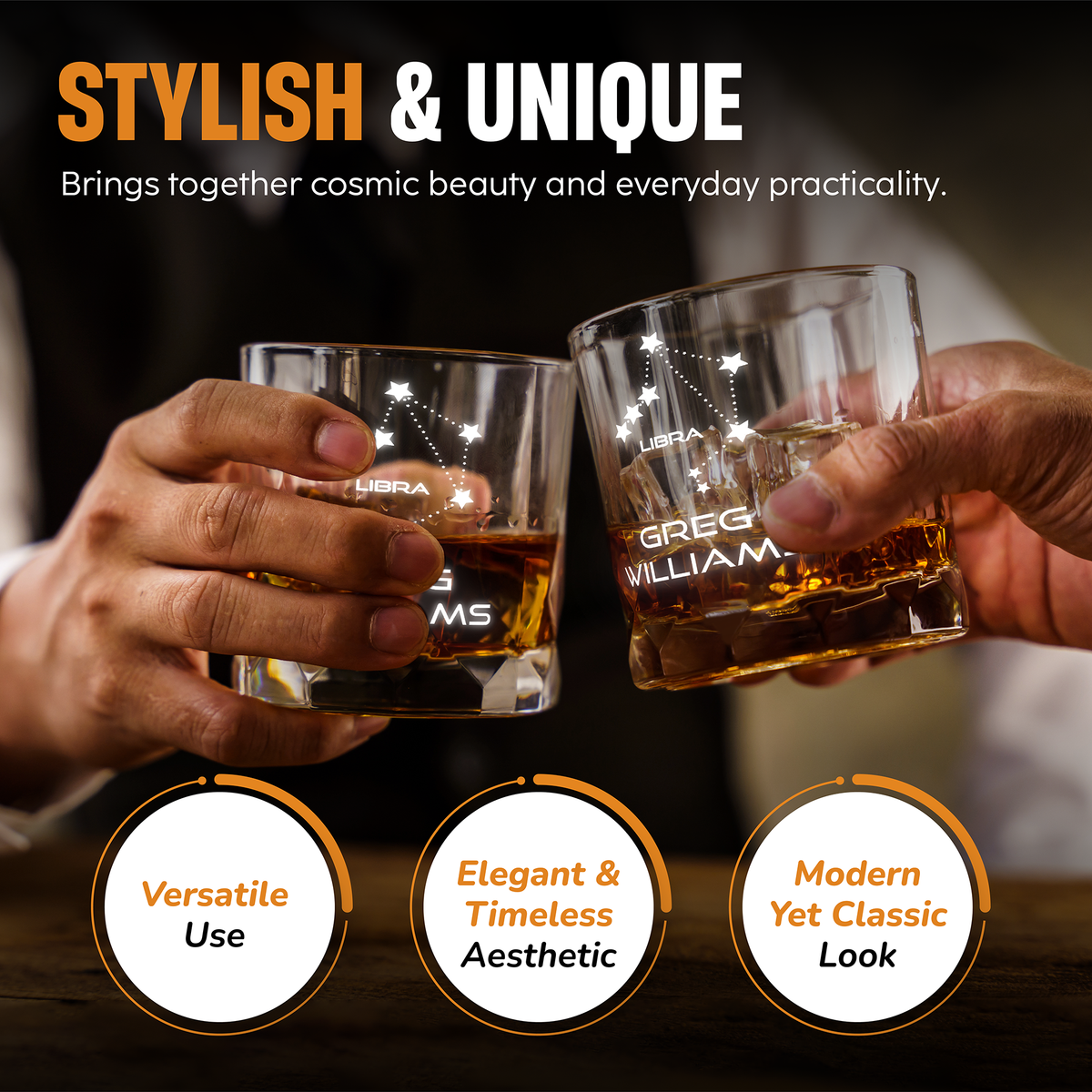 The Zodiac Collection – Personalized 11 oz Astrology Whiskey Glass