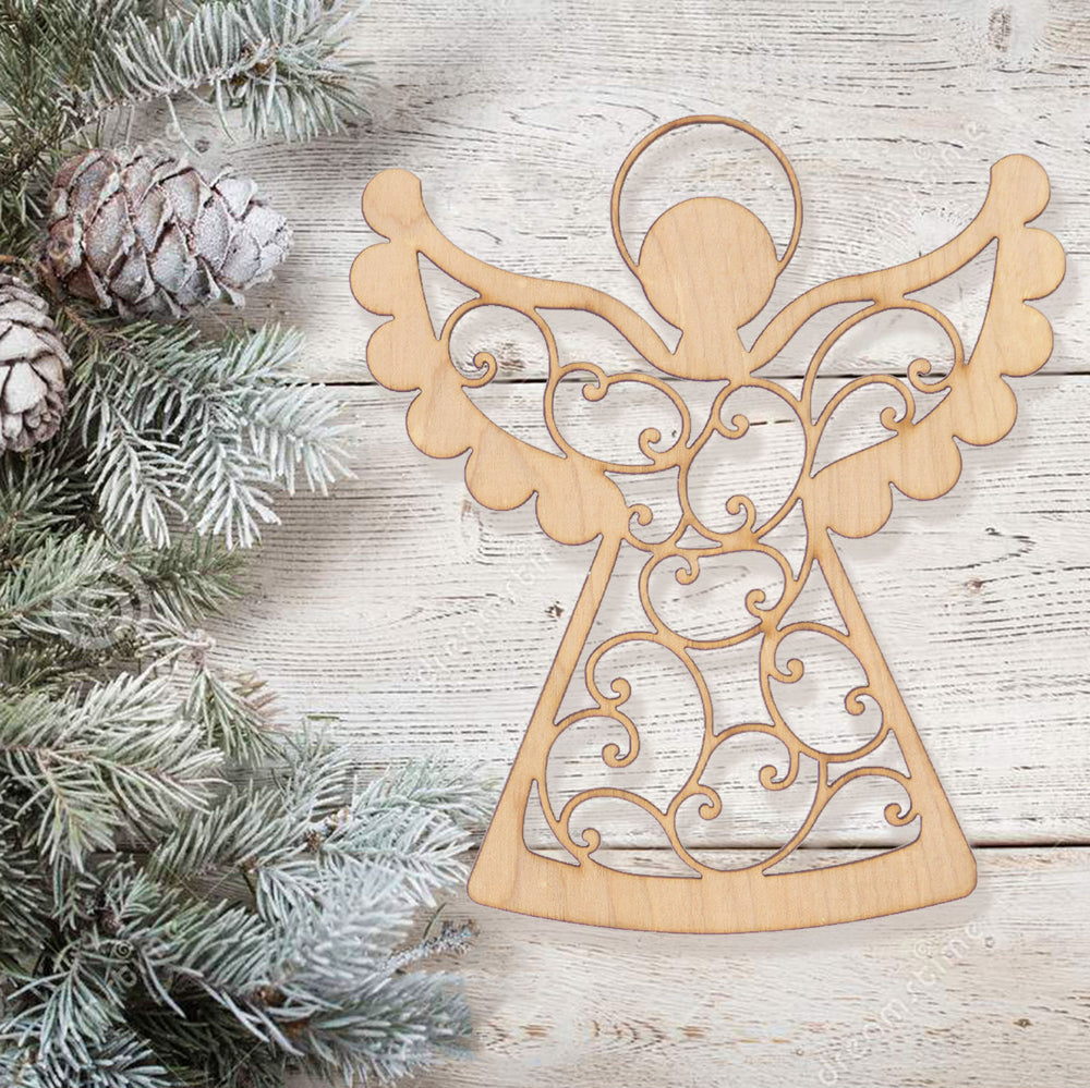 Angels Wooden Christmas Ornaments (Set of 5)