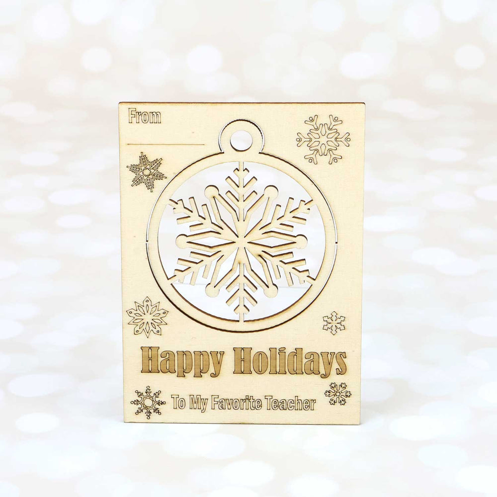 Teachers Gift -Wooden Christmas Card with Pop-out Ornament