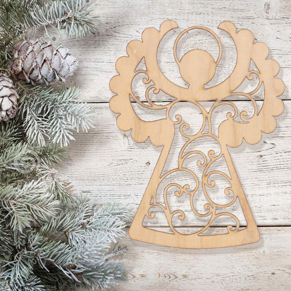 Angels Wooden Christmas Ornaments (Set of 5)