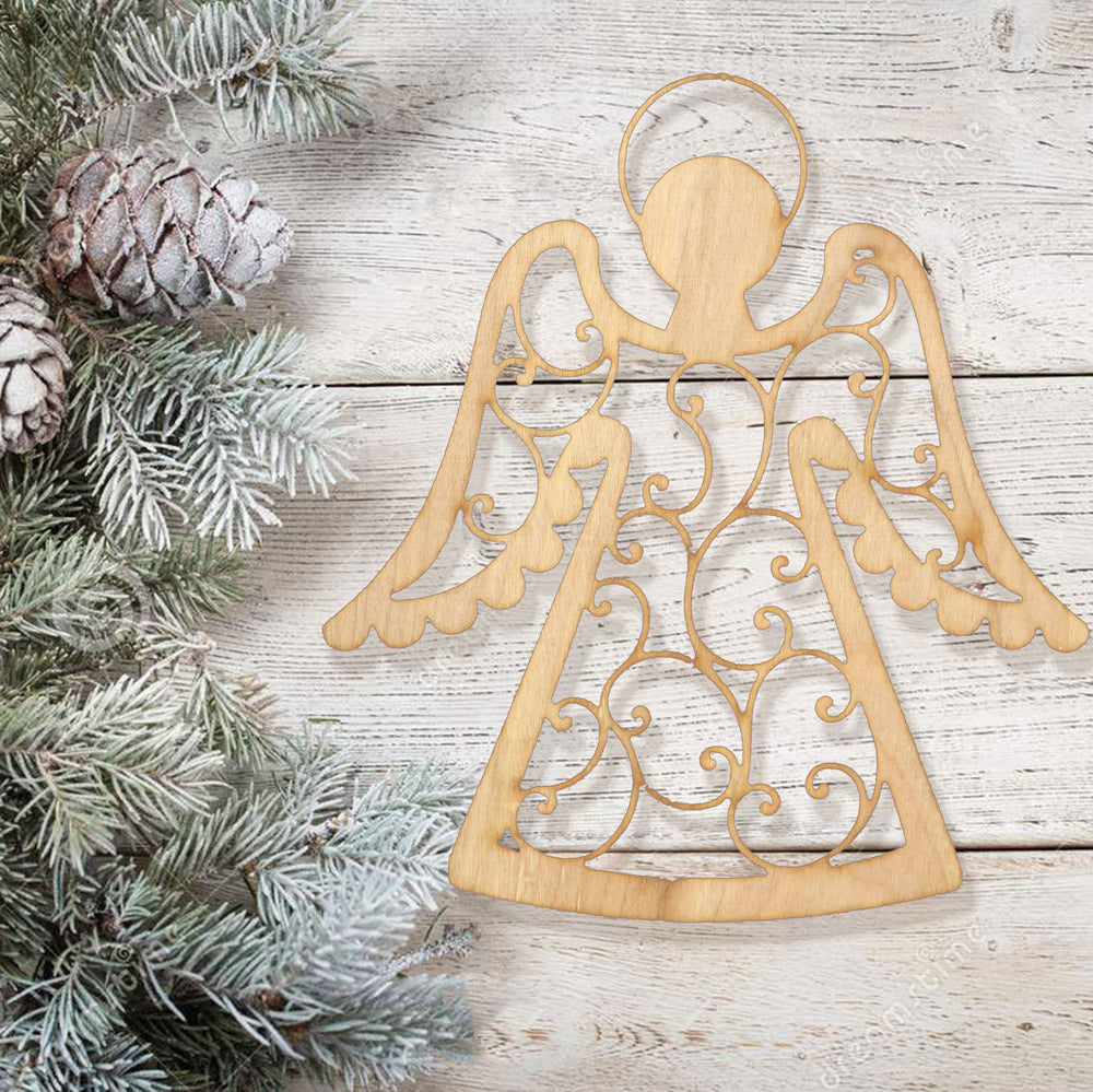 Angels Wooden Christmas Ornaments (Set of 5)