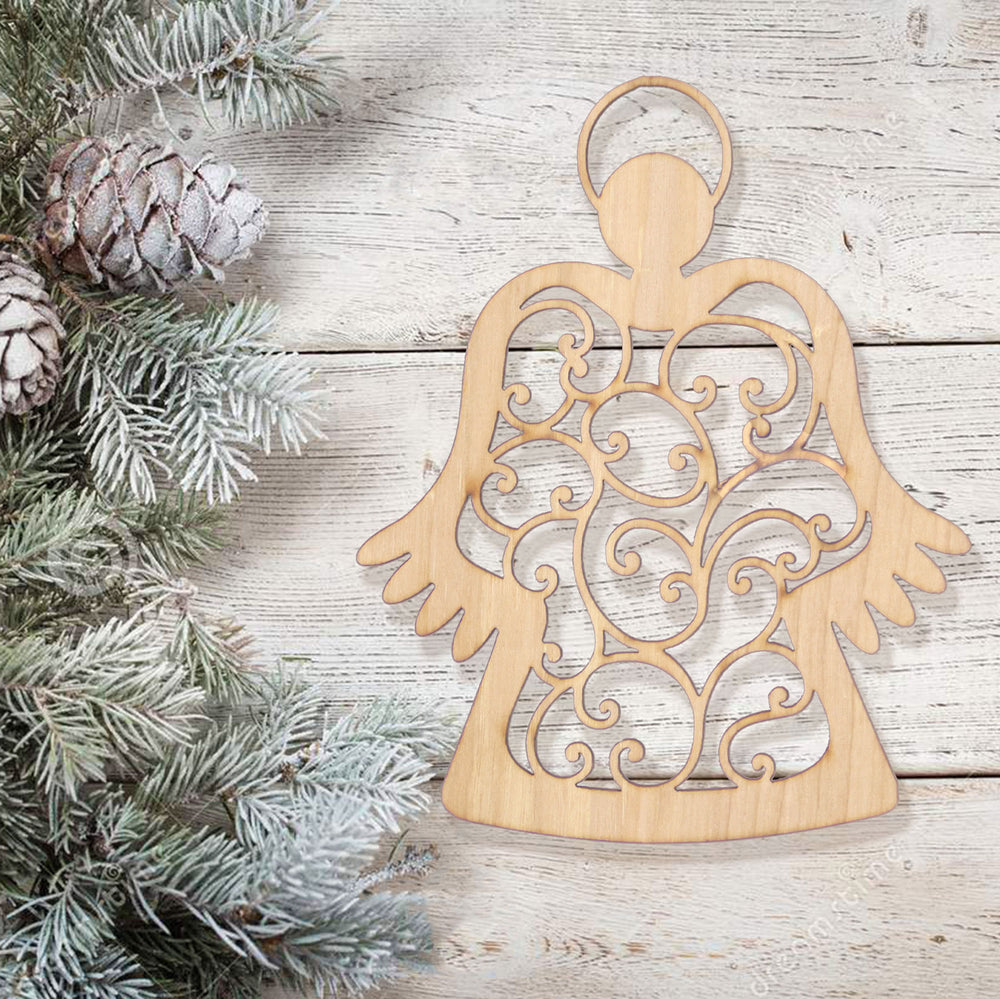 Angels Wooden Christmas Ornaments (Set of 5)