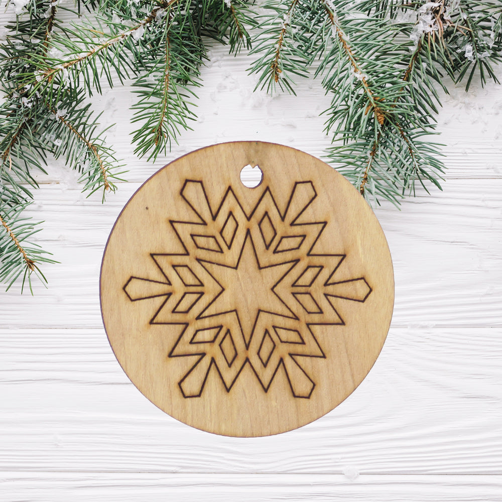 Round Wooden Christmas Ornaments (Set of 6)
