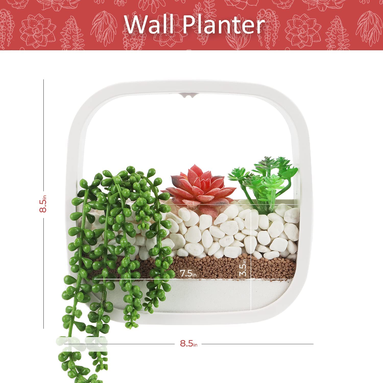 Hanging Decorative Plant Holder - Indoor and Outdoor Wall Planter - White