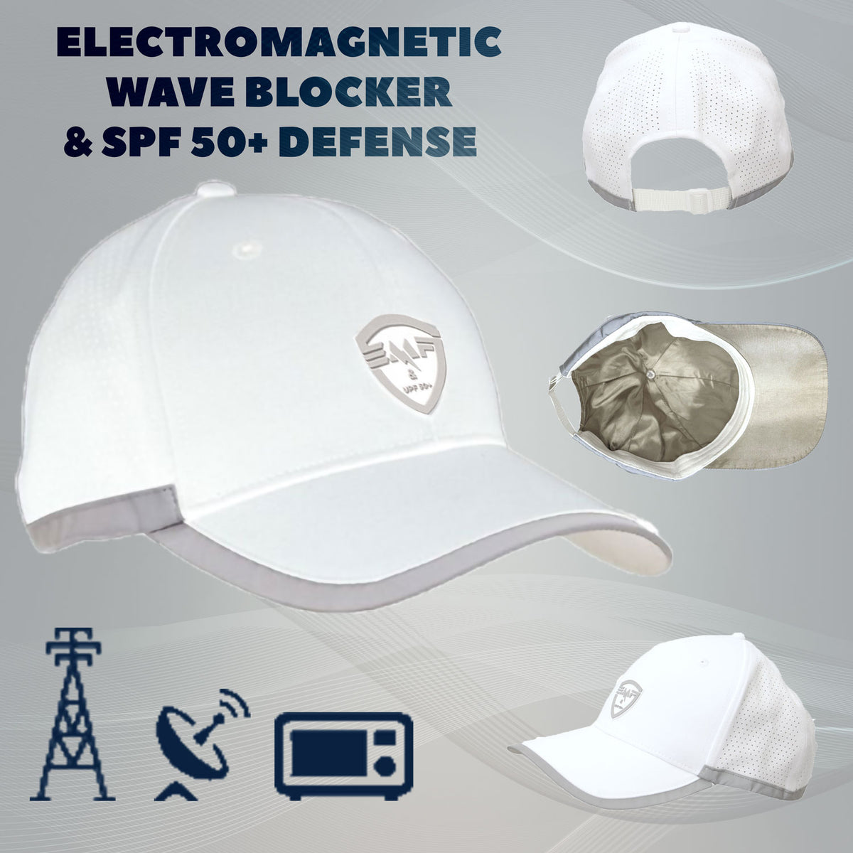 EMF Radiation Protection Hat with USPF 50+ Shield, Wi-Fi Blocker & Reflective Safety Strip