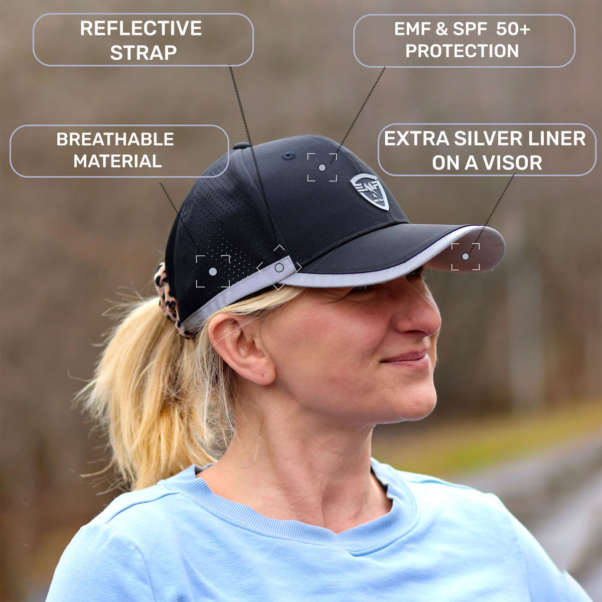 EMF Radiation Protection Hat with USPF 50+ Shield, Wi-Fi Blocker & Reflective Safety Strip