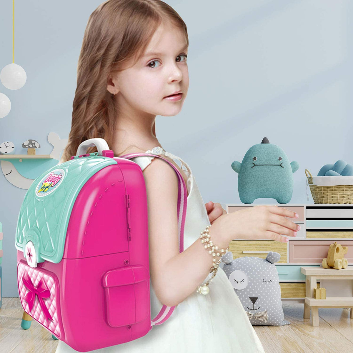 Backpack Makeup Toy Set Paly Pretend Makeup For Kids