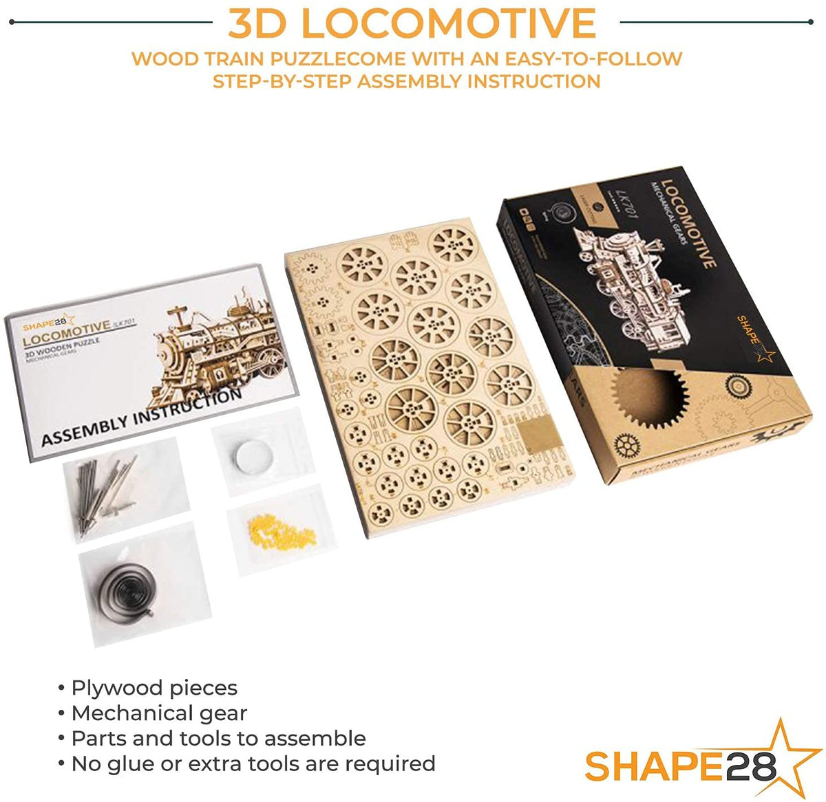 3D Wooden Puzzle - Locomotive