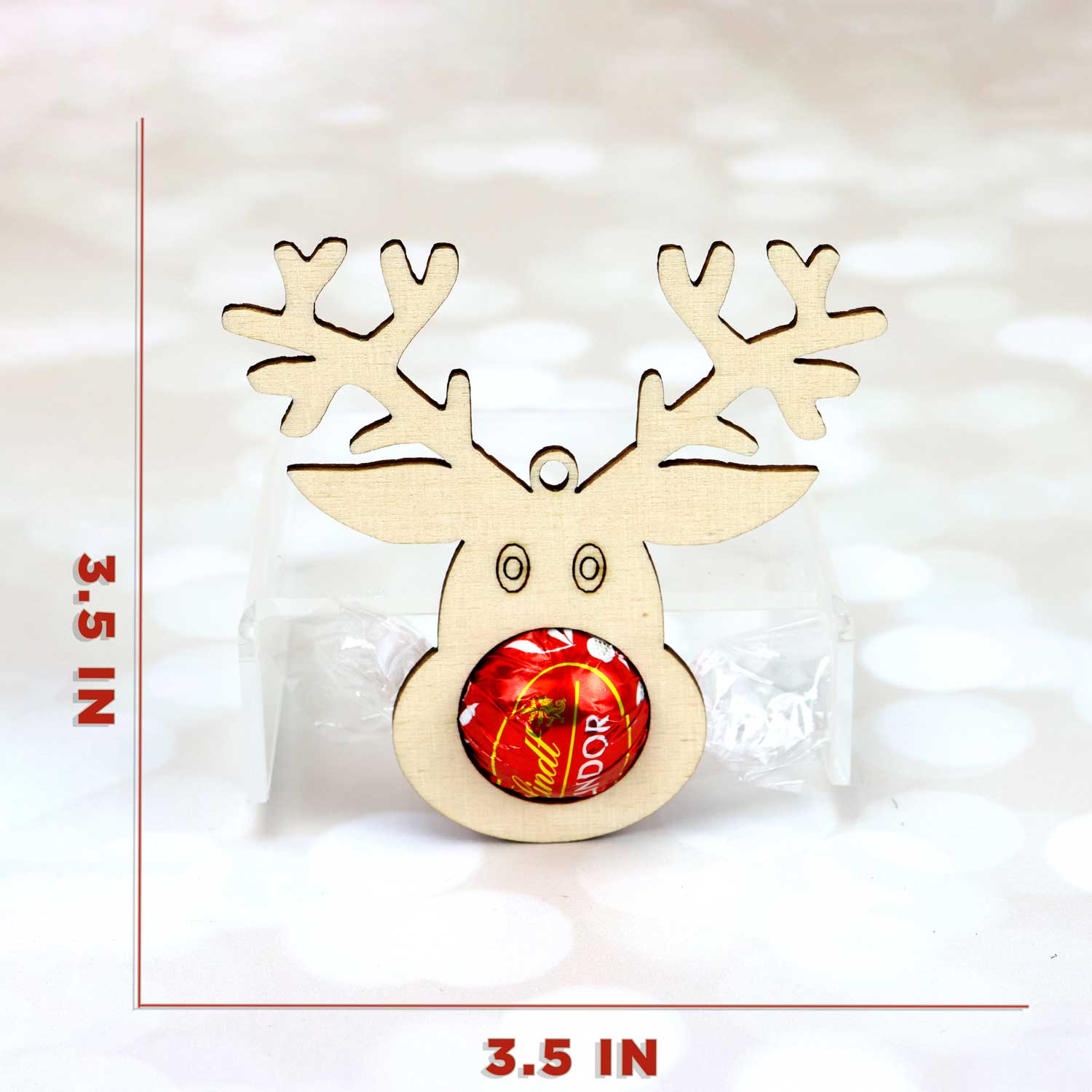 Reindeer - Christmas Wooden Ornament  with or without Chocolate