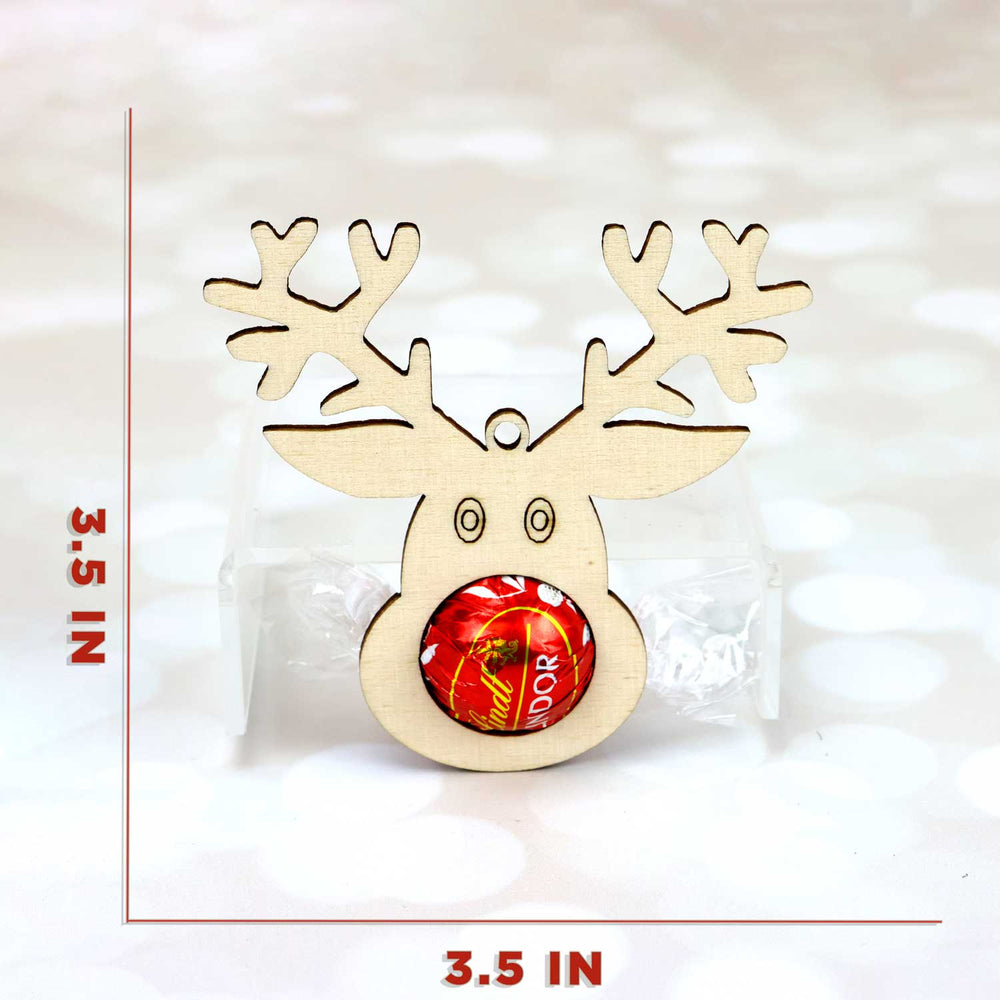 Reindeer - Christmas Wooden Ornament  with or without Chocolate