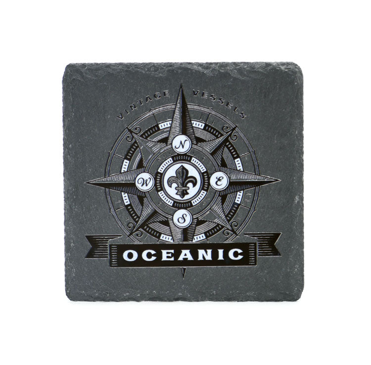 Slate Coaster Set of 4 Pieces with a Nautical  Black Designs