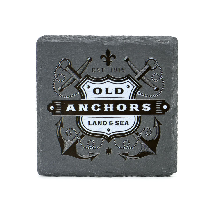 Slate Coaster Set of 4 Pieces with a Nautical  Black Designs