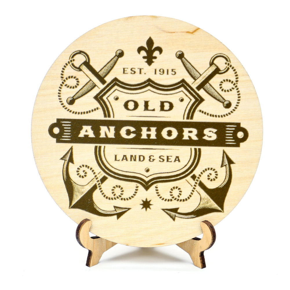 Wooden Coasters Set of 4 Pieces with a Nautical Designs - Black
