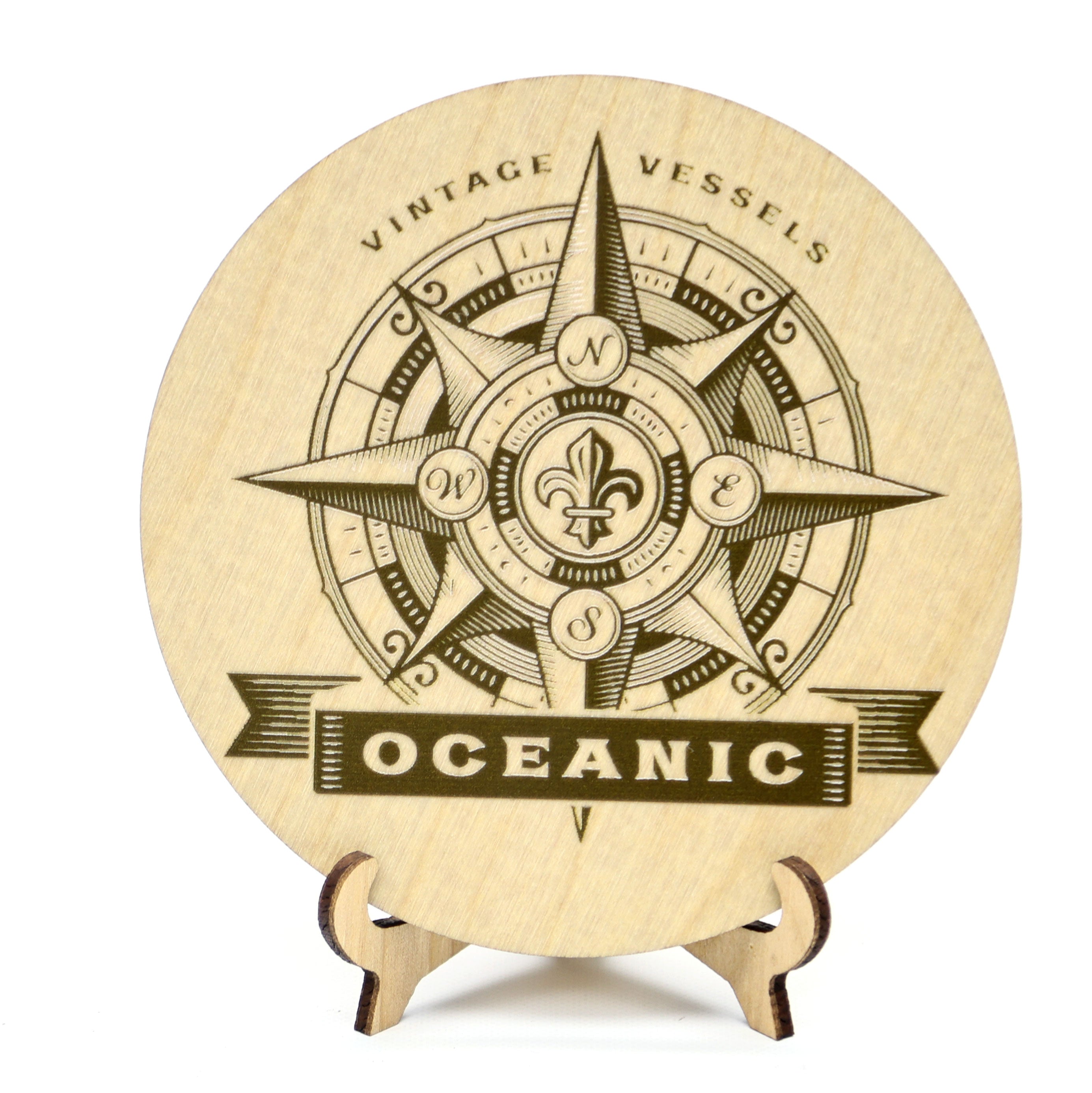 Wooden Coasters Set of 4 Pieces with a Nautical Designs - Black