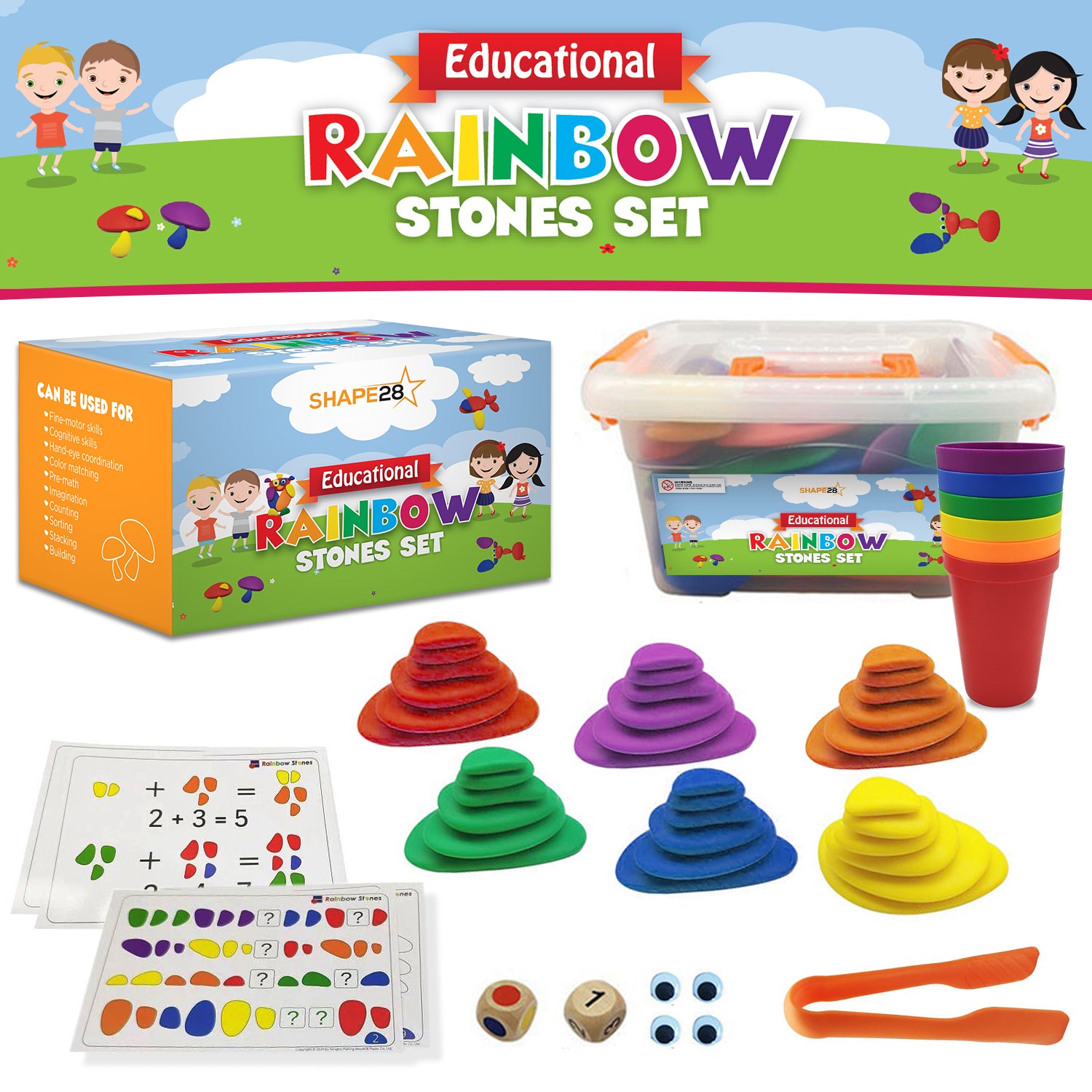 Educational Colorful Stones set- 70pcs
