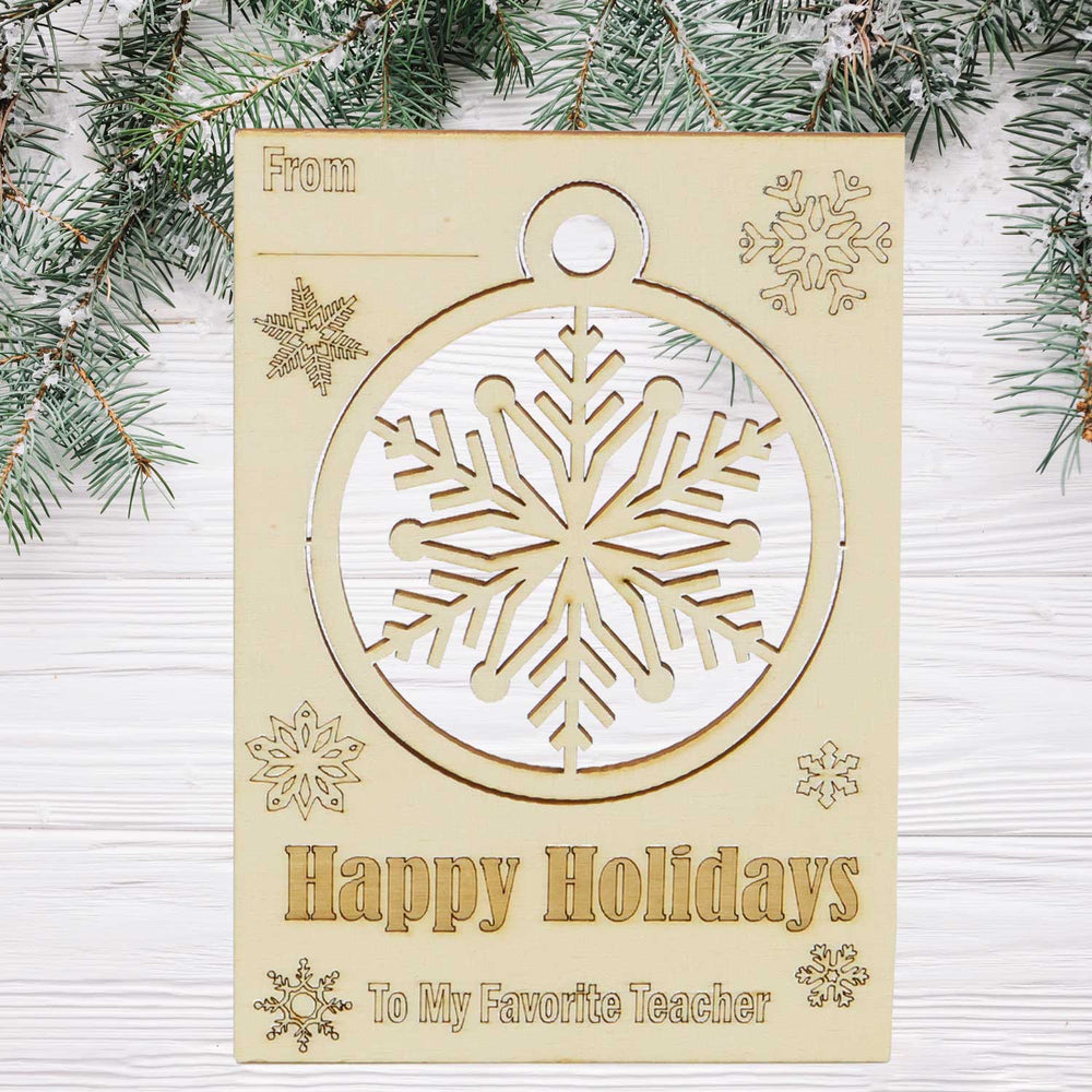 Teachers Gift -Wooden Christmas Card with Pop-out Ornament