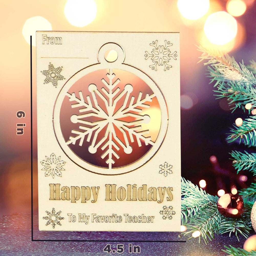 Teachers Gift -Wooden Christmas Card with Pop-out Ornament